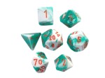 Chessex Lab Dice Gemini Mint Green-White / Orange Polydice Set